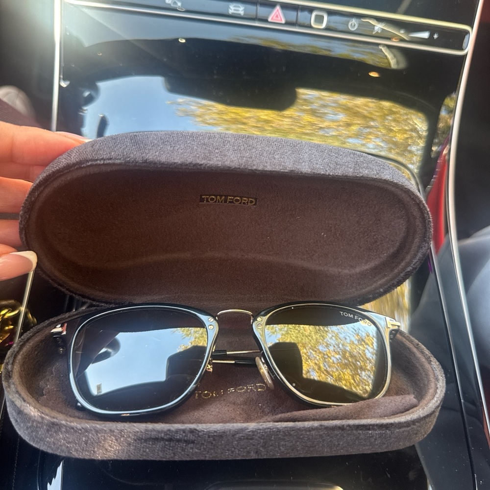 Tom Ford Black and Silver Sunglasses with Case